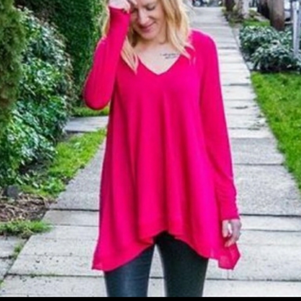 Anthro Deletta Lokka Pink Shark Bite Hem T…